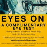 eye health week, eye health, eye test, eyes on st albans, optician, eye care