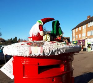 st albans postboxes, yarnbomb, eyes on st albans, quadrant, marshalswick