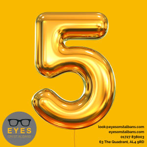 Gold balloon of the number 5 to celebrate 5 years of EYES on St Albans