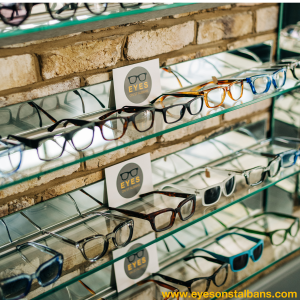 EYES on St Albans Collection - our own collection of frames on display in the shop
