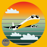 EYES on flying as a glasses wearer - a cartoon image of an aeroplane wearing glasses