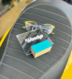 Woodys frames and logo display at EYES on St Albans