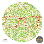 ishitara test of a pair of glasses frames for colour blindness day 2023