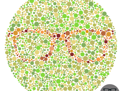 ishitara test of a pair of glasses frames for colour blindness day 2023